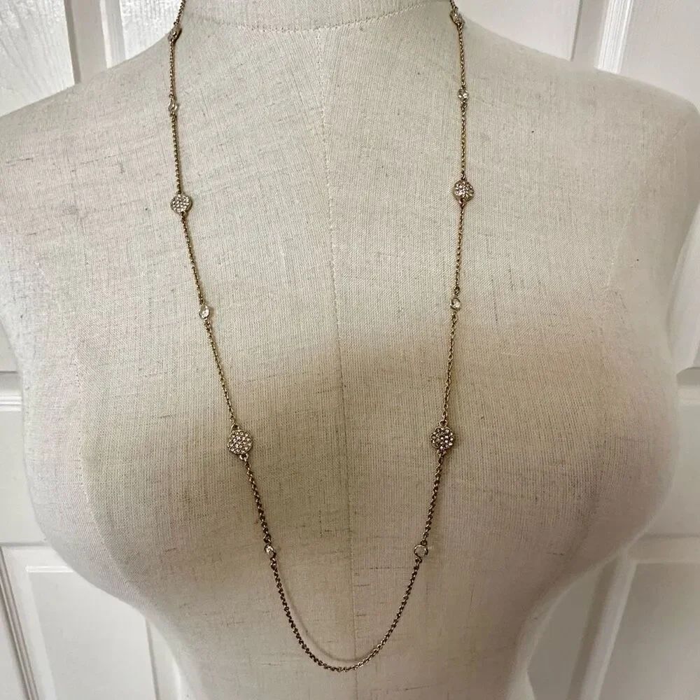 Kate Spade goldβtone rhinestone long station necklace